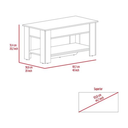 Tuhome Austin Storage Table, One Extendable Table Shelf, Four Legs, Lower Shelf, Dark Brown ZLB7105